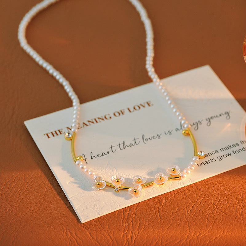 New Super Fairy Design Plum Blossom Pearl Necklace National Style Fashion High-end Sweet Versatile Sweater Chain Autumn Winter Edition