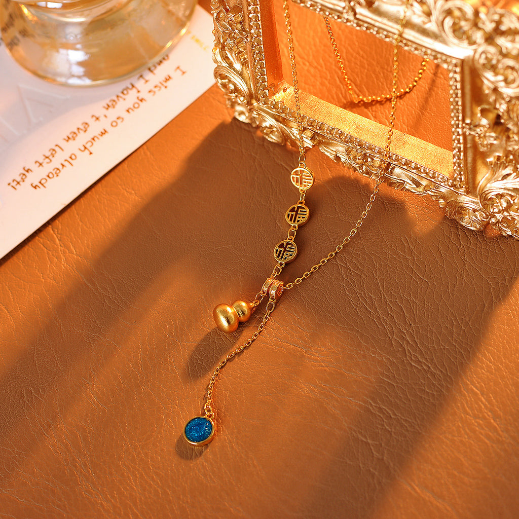 Gourd Necklace New Chinese Style Gourd Tassel Necklace Retro Light Luxury High-end Temperament Fortune Brand Collarbone Chain