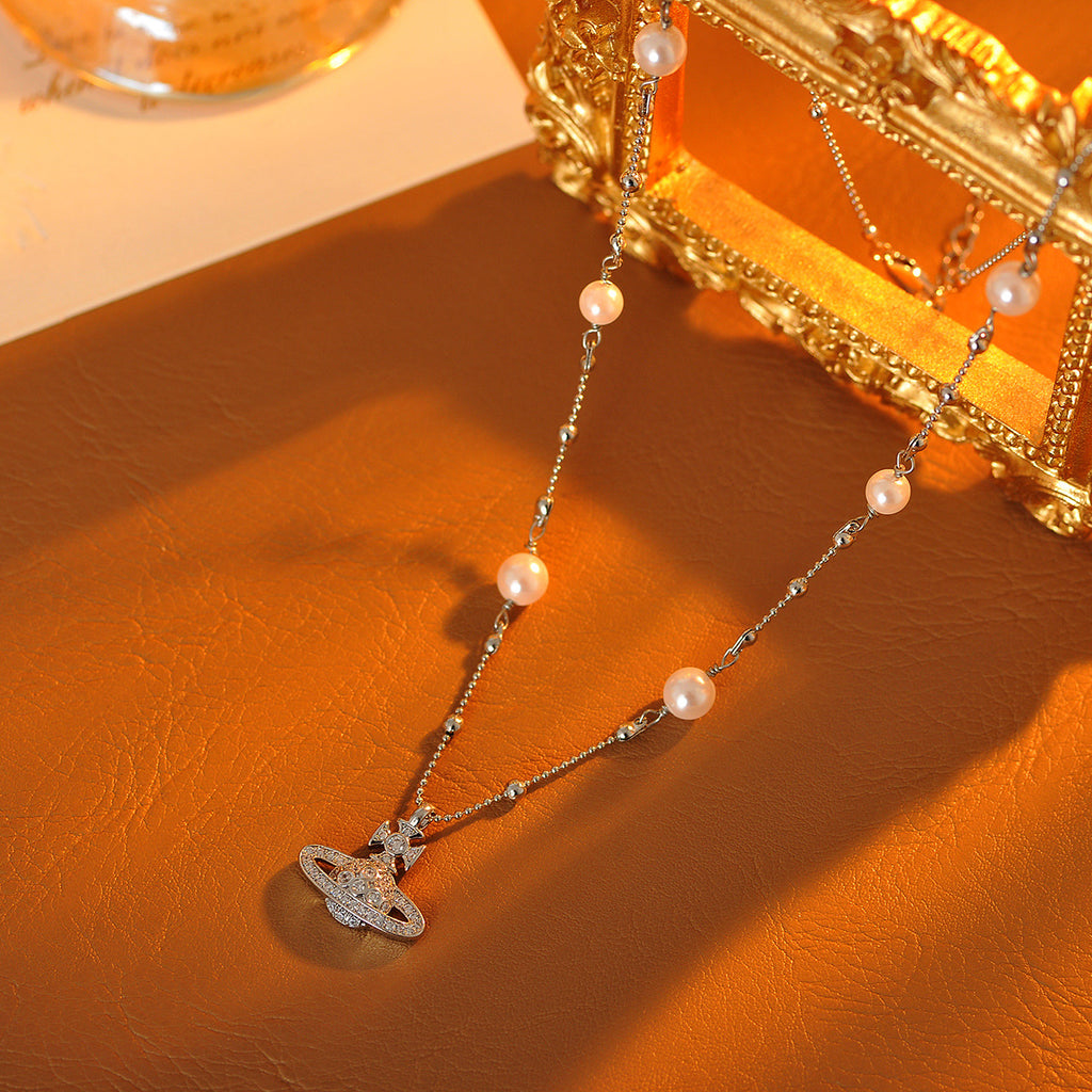 Empress Dowager Saturn Necklace Summer New Butterfly Collarbone Chain High-end Light Luxury Niche Accessory