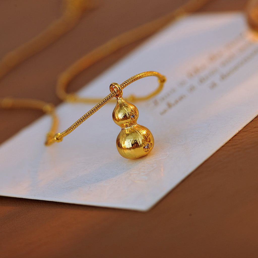 Gourd Necklace Xiaohongshu Gourd Gold Brushed Chinese Oriental Aesthetics Niche Design High-end Feel