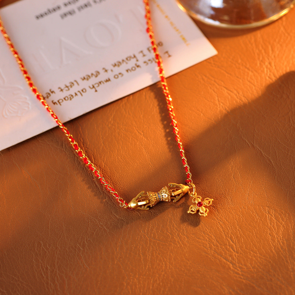 Red Rope Necklace Niche Original Design Woven Rope Necklace Ethnic Style Collarbone Chain High-end Feel