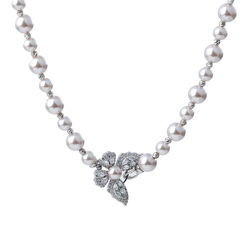 Autumn and Winter Must-Have Fashion Exquisite High-End New Manta Rose Pink Purple Pearl Butterfly Pendant Necklace Bracelet Earrings