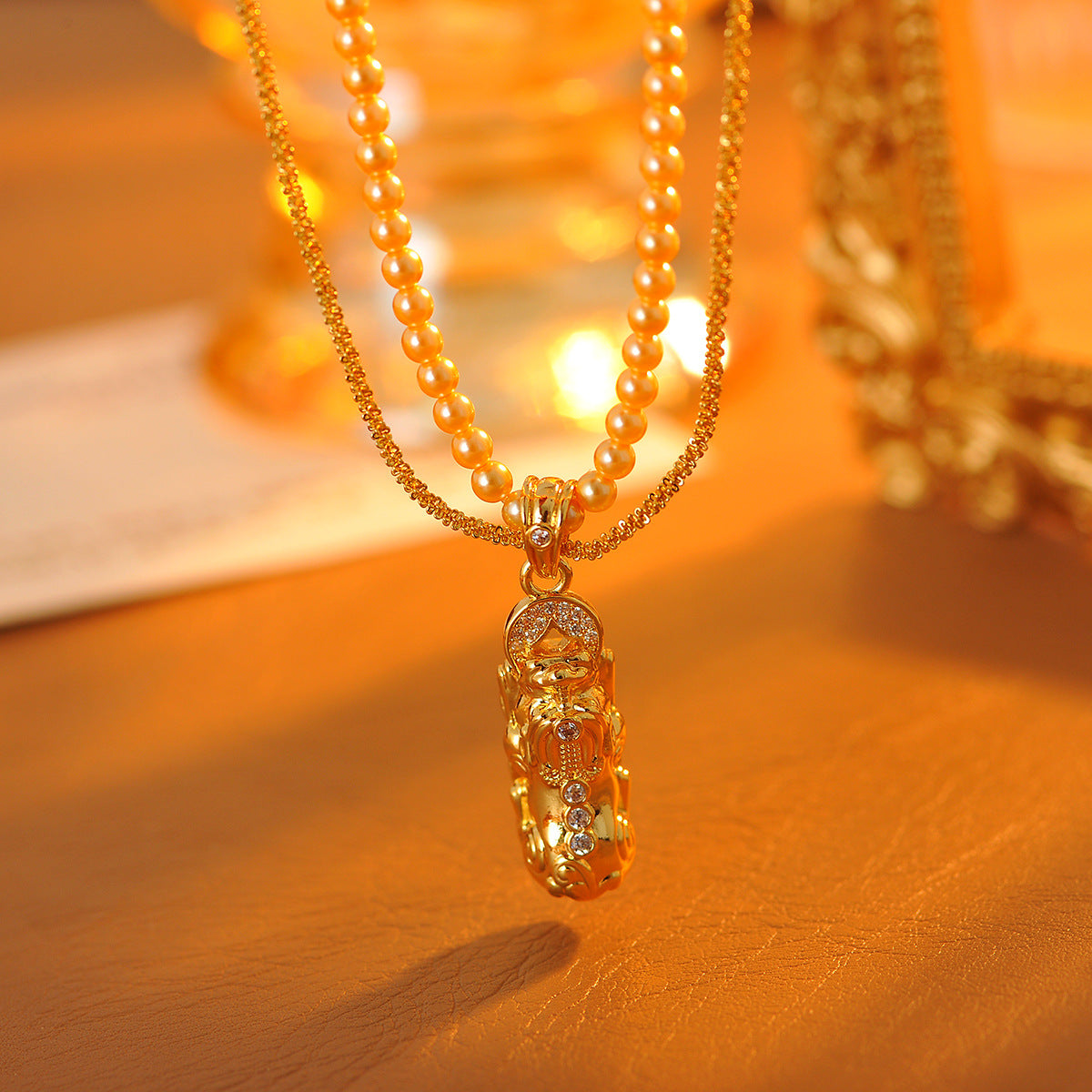 New Chinese Style National Trend Pixiu Pendant Necklace Layered Clavicle Chain Light Luxury High-end Accessories