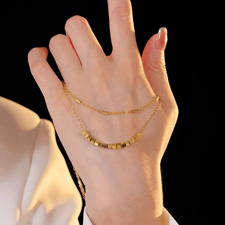 Minimalist Double-Layer Beaded Necklace for Women, Fashionable and Elegant, Exquisite Layered Jewelry, Autumn and Winter Sweater Chain