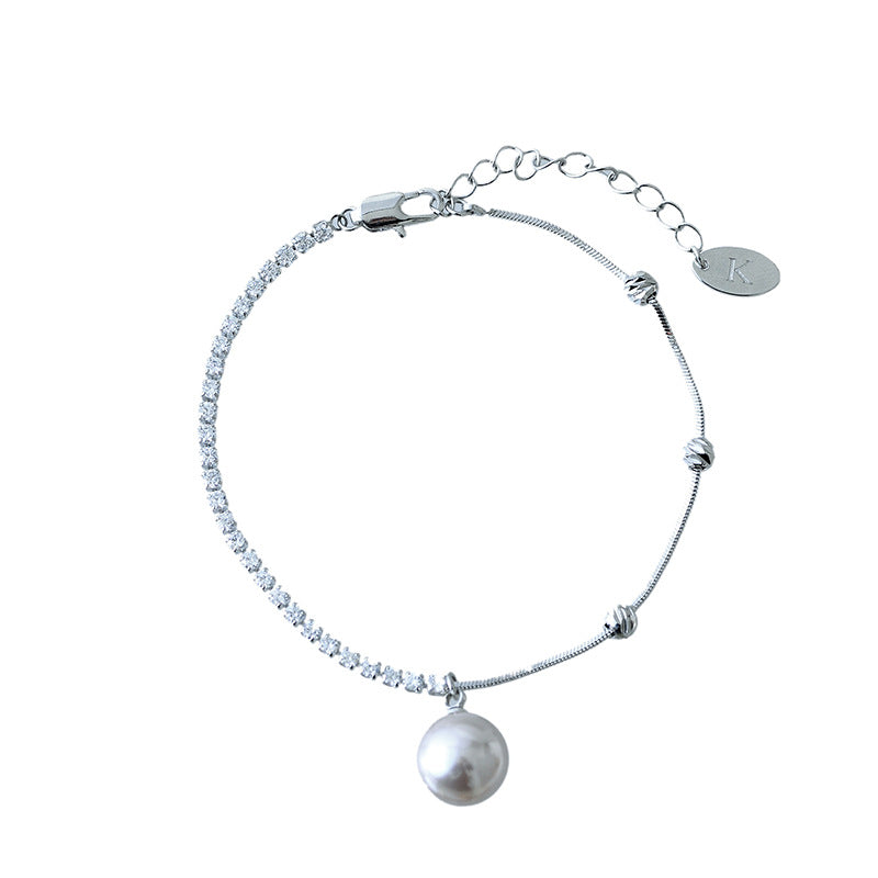 Elegant High-End Korean Dongdaemun Zircon Necklace Pearl Necklace Summer Versatile Elegant Personality Fashion Collarbone Chain