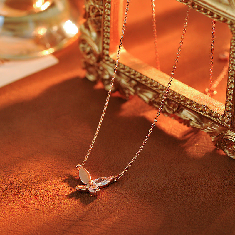 New Fashionable Light Luxury Elegant Fresh Sweet Zircon Inlaid Butterfly Shape Niche Women's Earrings