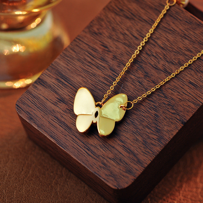 TikTok Popular Sweet High-End Unique Butterfly Mother-of-Pearl Necklace Fashion Niche Design Cute