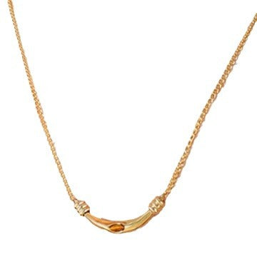 Vintage Light Luxury INS Style Niche Inlaid Tiger Eye Stone Titanium Steel INS High-End Necklace Trendy European and American Style Desert Journey