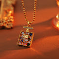 Korean Style Light Luxury Colorful Zircon No. 5 Square Earrings Necklace Versatile High-End Fashion Necklace Pendant