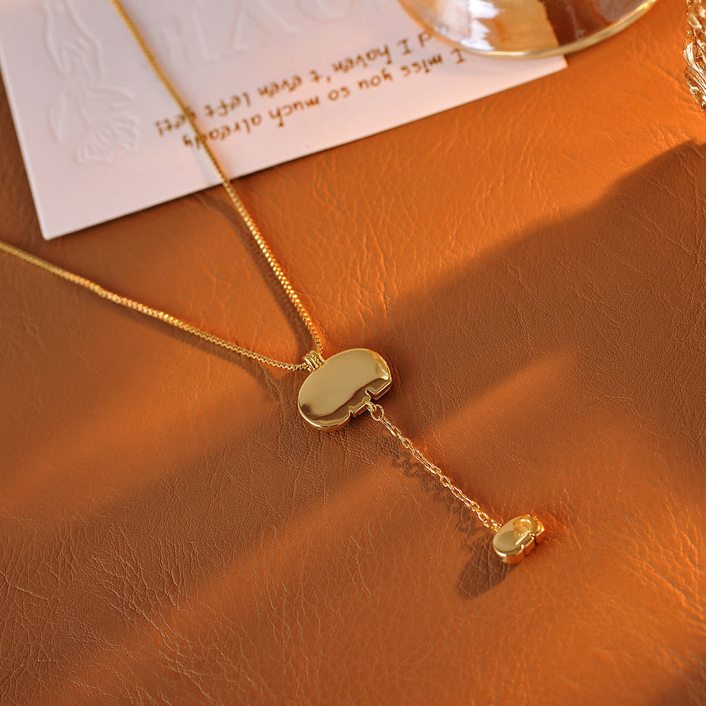 Little Elephant Necklace Real Gold Plating Light Luxury Niche High-end Sense Collarbone Chain Simple Chalcedony Pendant