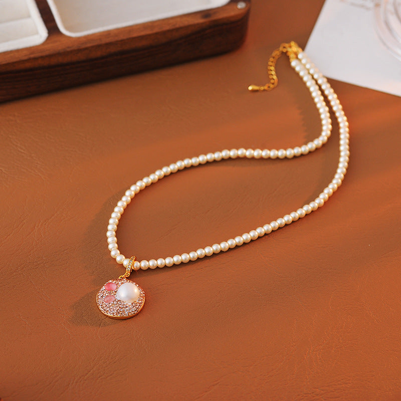 New Natural Pearl Baroque Necklace Micro Inlaid Zircon Rabbit High-end Light Luxury Choker Versatile Necklace