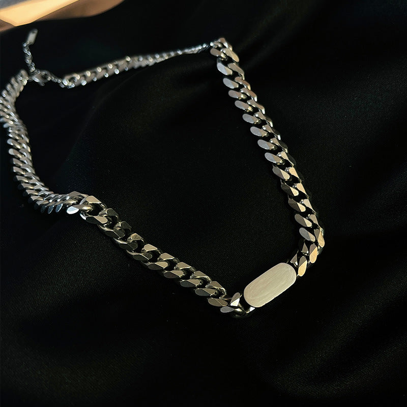 Fashionable Titanium Steel Thick Chain Necklace INS Internet Celebrity Metal Style Retro Choker Collarbone Chain Trend