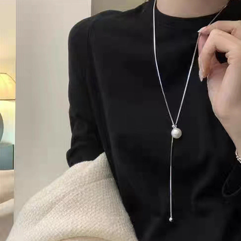 2025 New Pullable Pearl Long Sweater Chain Niche Design Simple High-end Elegant Jewelry Accessory