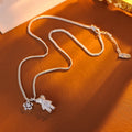 New Silver-Plated Copper Series Sweet Princess Style Geometric Bear Collarbone Chain High-End Light Luxury Necklace