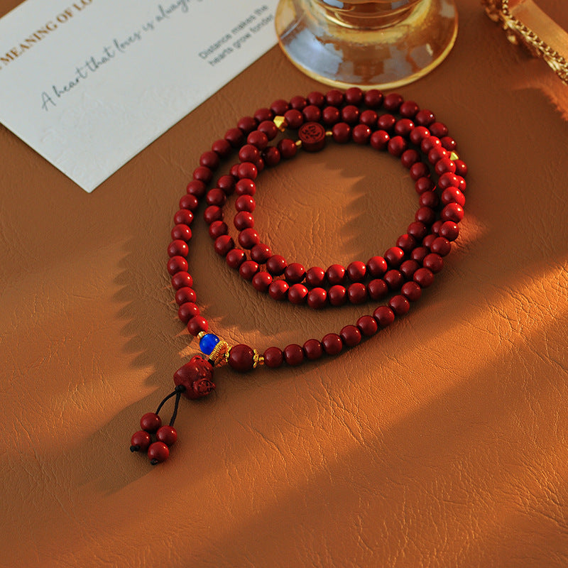 New Chinese Style Lucky Cat Cinnabar Bracelet for Women, Multi-layer Long Bracelet, New High-end Luxury Friendship Jewelry