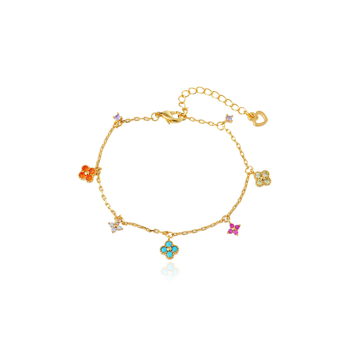 High Version European and American Trend Fresh Flower Earrings Inlaid with Colorful Small Diamonds Multi-Drop Necklace Earrings