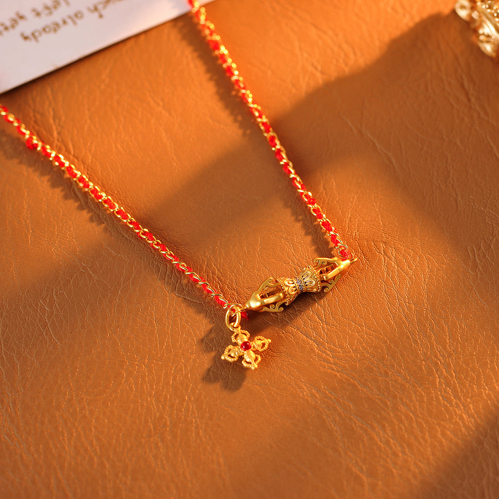 Red Rope Necklace Niche Original Design Woven Rope Necklace Ethnic Style Collarbone Chain High-end Feel