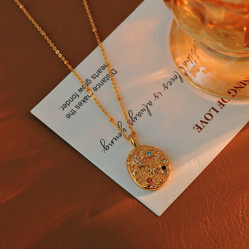 Hot-Selling Sun Moon Star Zircon Pendant Necklace for Women Original Design Niche Jewelry Layered Necklace Collarbone Chain