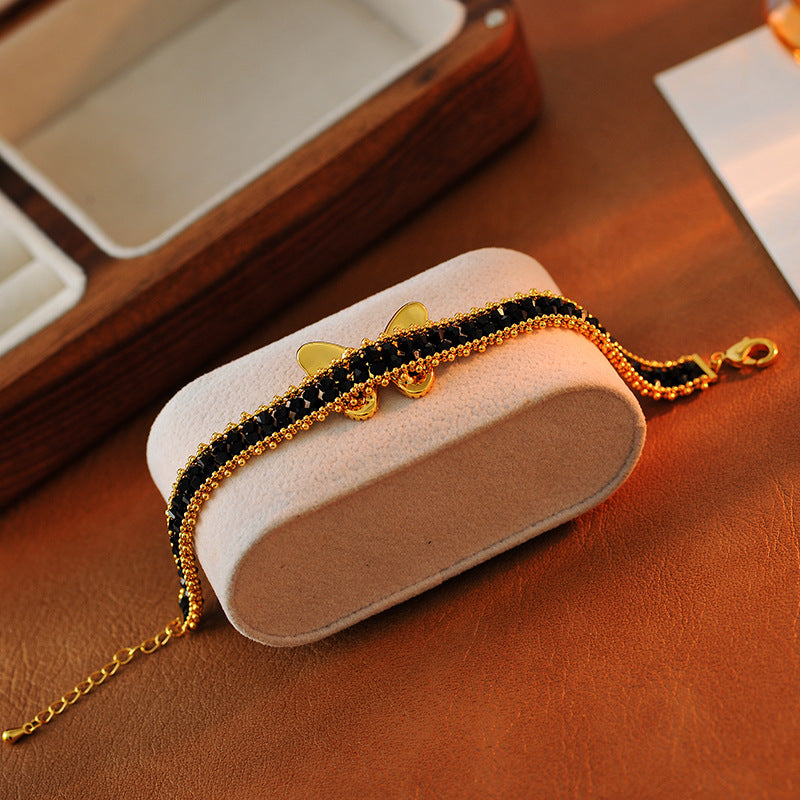 Korean Style Internet Celebrity Necklace Women's Short Clavicle Chain Choker Lace Hollow Woven Crystal Butterfly Neck Chain Jewelry