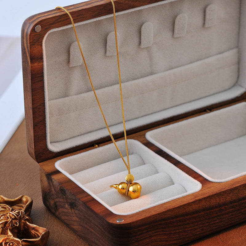 Premium Chinese Style Lucky Gourd Necklace INS Light Luxury High-End Original Design Copper Gold-Plated Clavicle Chain