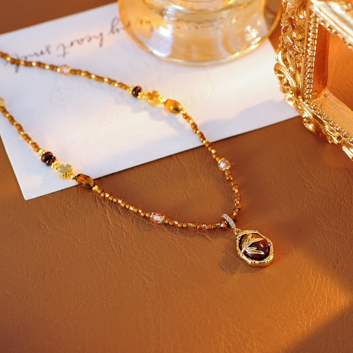 Elegant Accessories Melad Layered Beaded Natural Stone Necklace for Women 2025 New Hot-Selling Collarbone Chain Sweater Chain