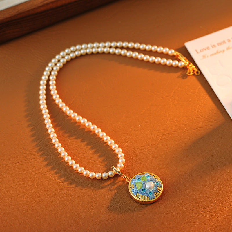 24 Years Natural Baroque Necklace Micro Inlay High-end Gemini Temperament Versatile Pearl Necklace