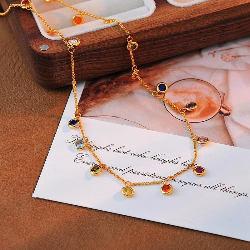 New Women's Necklace South American Style Color Matching Zircon Stone Pendant Personality Earrings Necklace Manufacturer