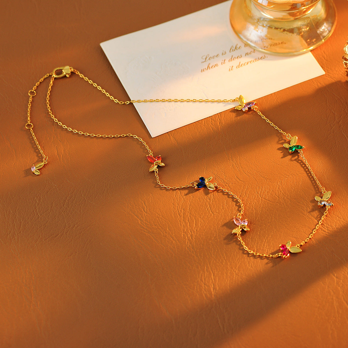 ks New Fashion Elegant High-end Necklace Zircon Inlaid Shiny Butterfly Bracelet Set