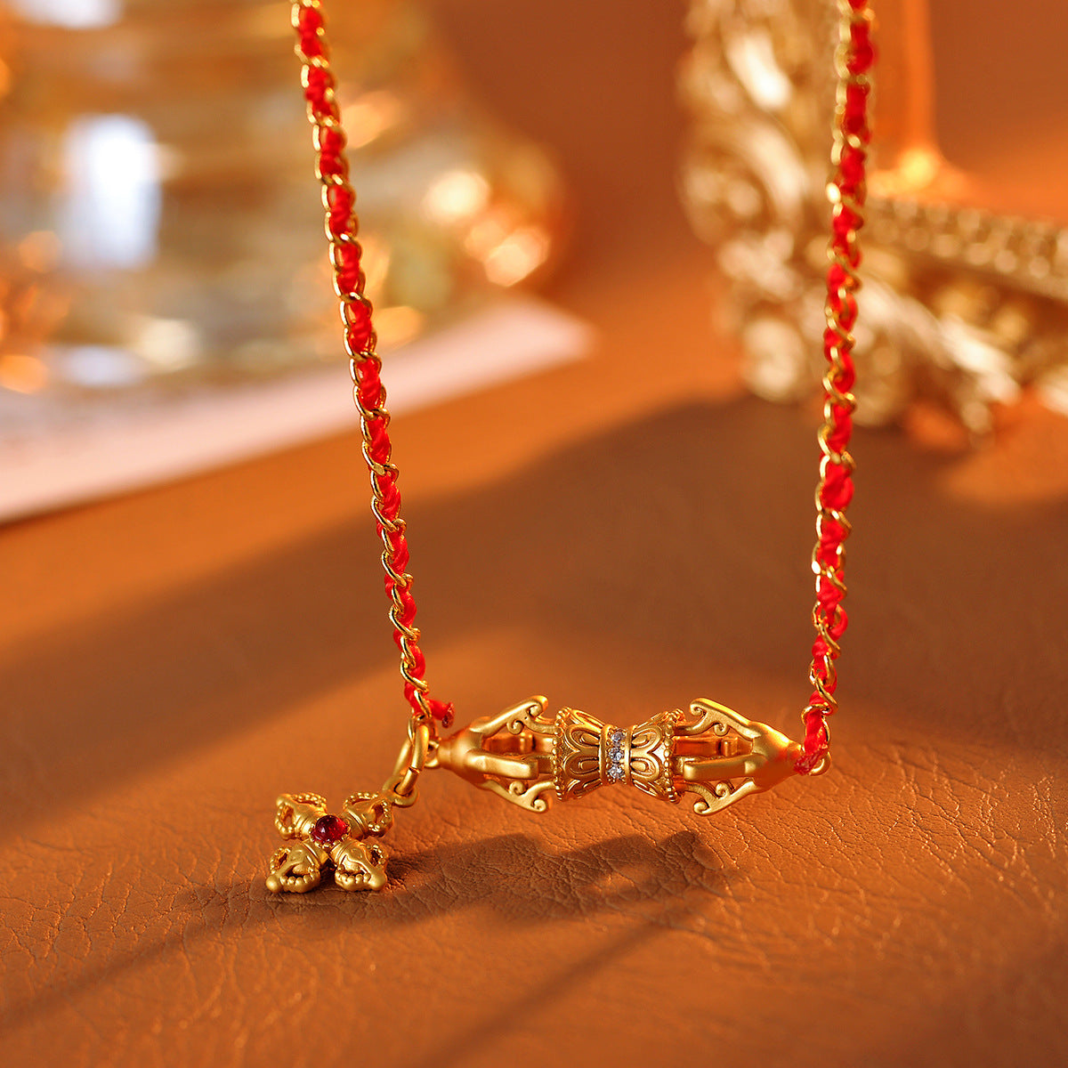 Red Rope Necklace Niche Original Design Woven Rope Necklace Ethnic Style Collarbone Chain High-end Feel