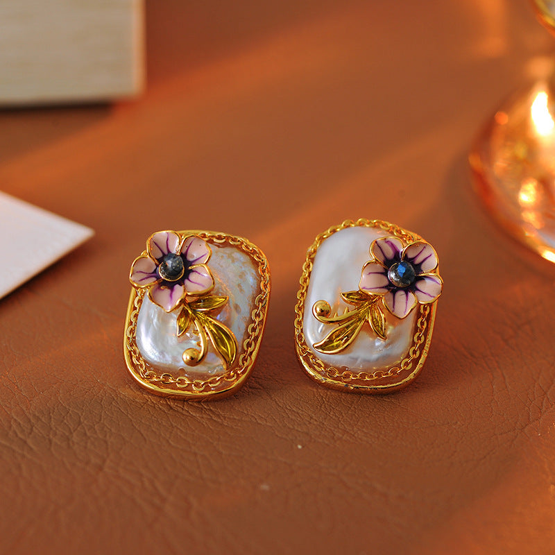 Monet Garden Vintage Necklace Natural Baroque Pearl Light Luxury Bead Retro Oil Painting Style Collarbone Chain One Piece