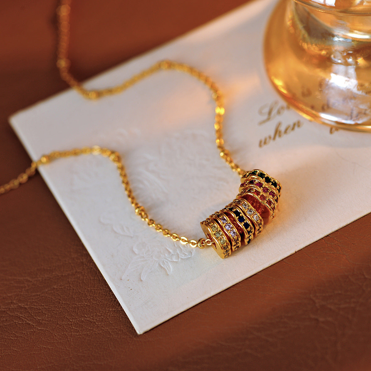 European and American Colorful Enamel Drop Glaze Multi-ring Fortune Bead Necklace for Women Summer Light Luxury High-end Dopamine Collarbone Choker