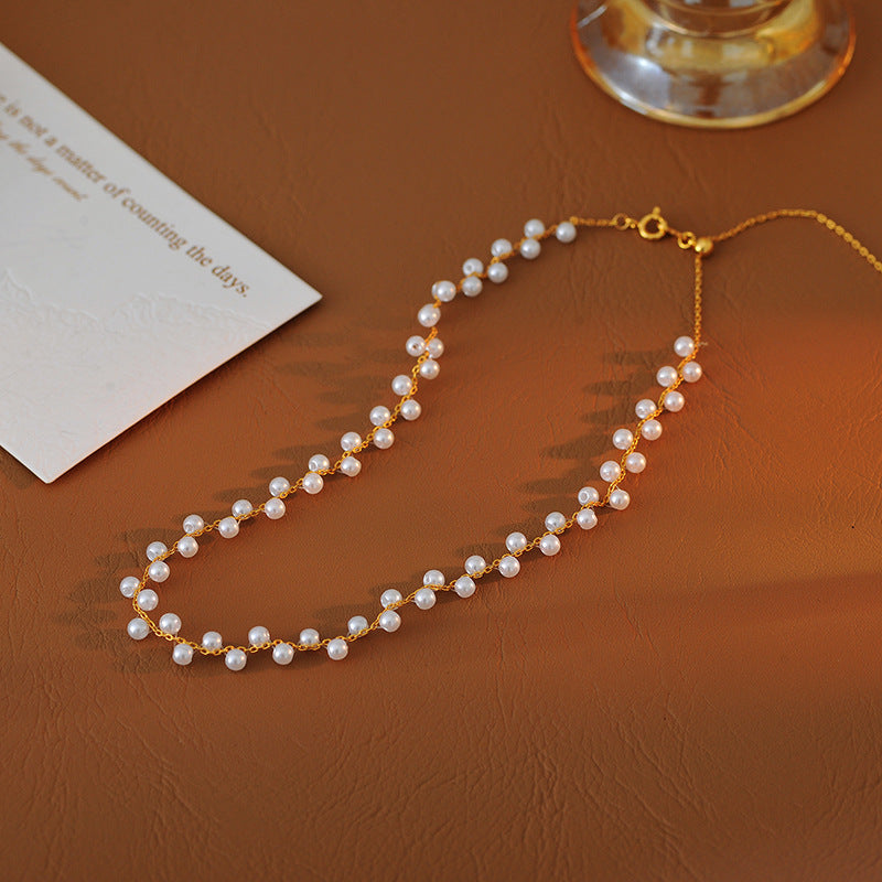 Floral Fashion Pearl Choker Necklace for Women New Hot Style Light Luxury High-end Clavicle Chain Short Accessories Trendy