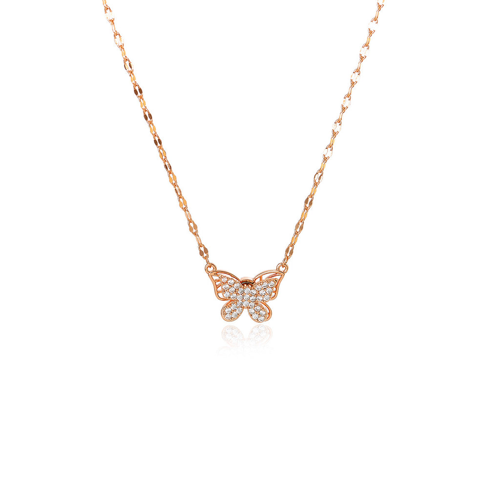 Rotatable Necklace Butterfly Sweater Chain Women's Elegant Fashion Jewelry Collarbone Chain High-end Pendant