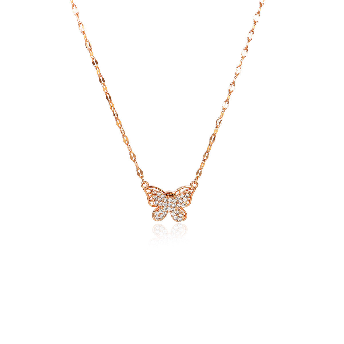 Rotatable Necklace Butterfly Sweater Chain Women's Elegant Fashion Jewelry Collarbone Chain High-end Pendant