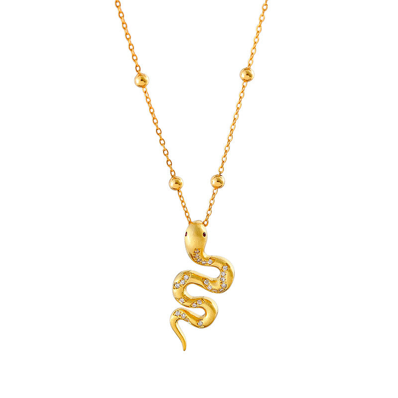 New Chinese Style Zodiac Snake Pendant Niche Wealth Attraction Clavicle Chain One Piece