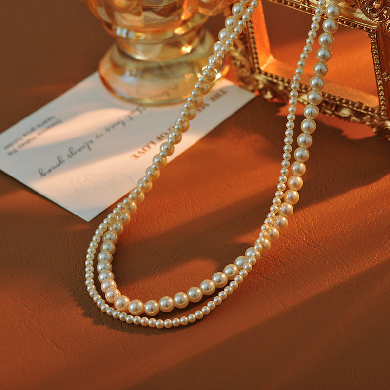 Swarovski Double Layer Pearl Necklace Multi-layer Women's Niche Light Luxury Beaded Sweater Chain Versatile High-end Spring Summer