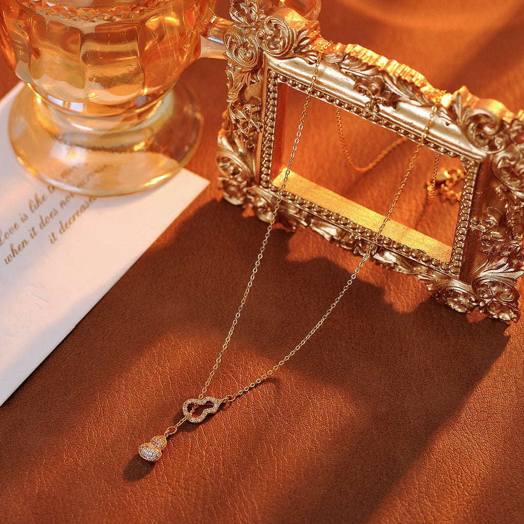 Hot-Selling Double Gourd Pendant Necklace from Live Streaming Room 2025 New Model High-End Light Luxury Niche New Chinese Style Accessories