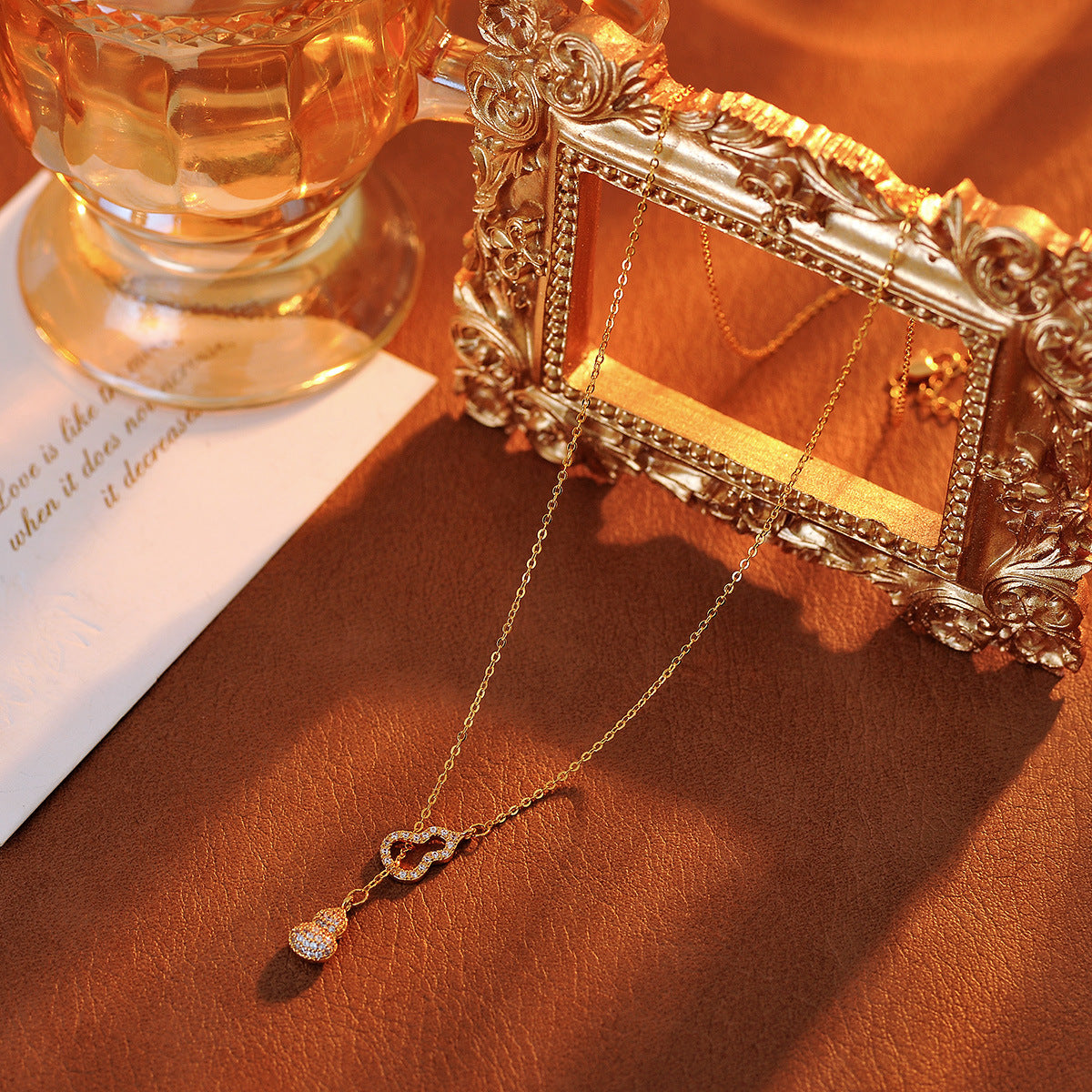 Hot-Selling Double Gourd Pendant Necklace from Live Streaming Room 2025 New Model High-End Light Luxury Niche New Chinese Style Accessories