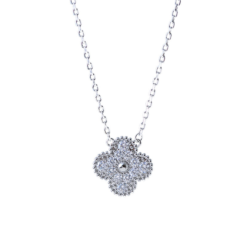 High Version Four-Leaf Clover Single Diamond Necklace Classic Pendant Light Luxury Fashion Simple Niche High-End Pendant