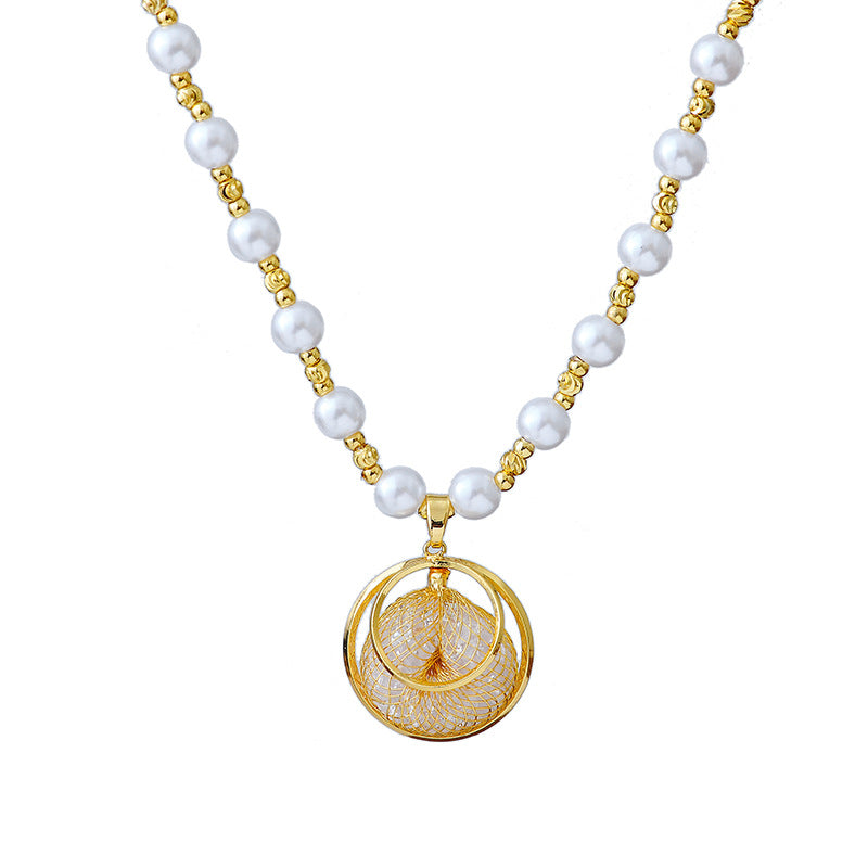 High Version Trendy Mesh Crystal Necklace for Women, Exquisite Fashion Niche Design Pearl Collarbone Chain, Internet Celebrity Neck Chain