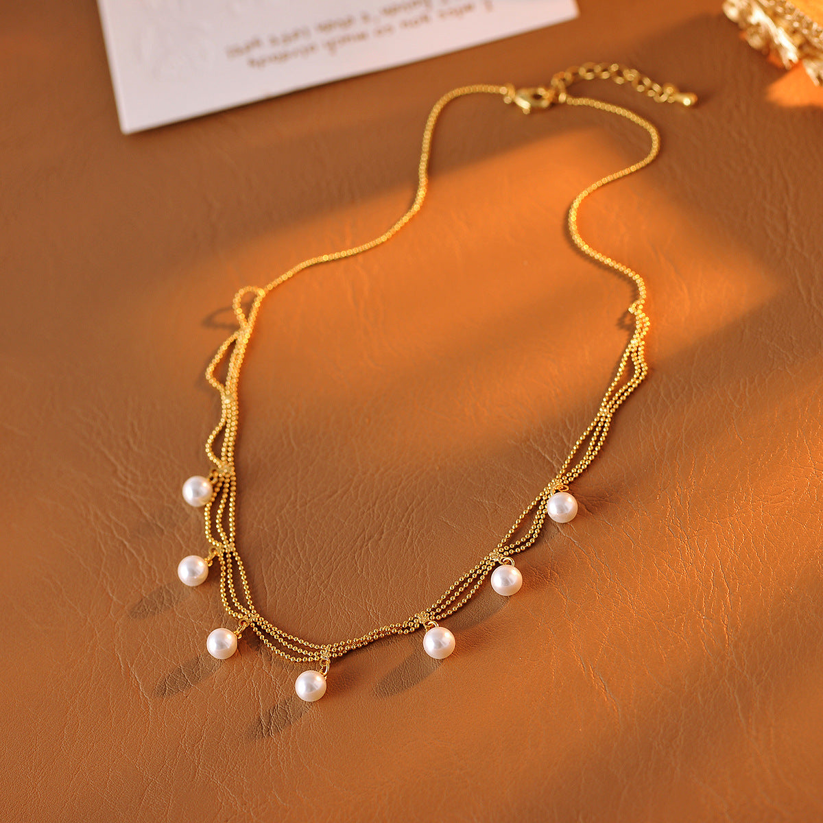 Natural Freshwater Pearl Necklace Retro Palace Style Niche Gold Tassel High-end Lace Necklace