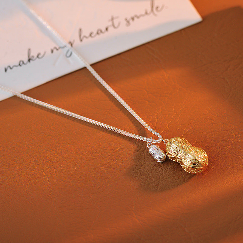 New Good Things Peanut Pendant Necklace for Women, Light Luxury, Niche, High-End Feel, Fashionable, Simple, Versatile Collarbone Chain