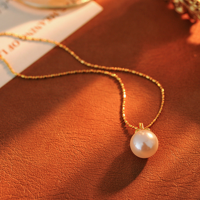 Persimmon Wish Pearl Pendant Necklace Accessory for Women Sweater Chain New Hot Style Exquisite Choker Light Luxury Niche