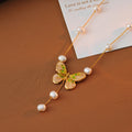 Falan Color Super Fairy Niche Design Simple Forest Style Butterfly Exquisite Baroque Pearl Simple Necklace