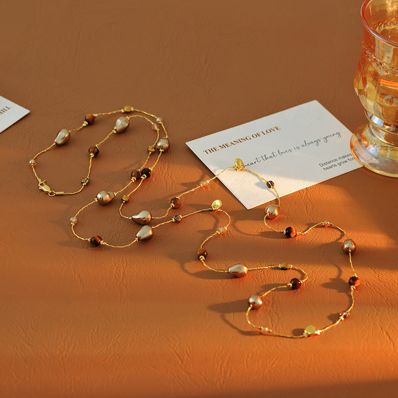 Milad Heart Autumn Winter Sweater Necklace High-End Light Luxury Niche Sweater Chain Women Versatile Women's Style 2025 New Model