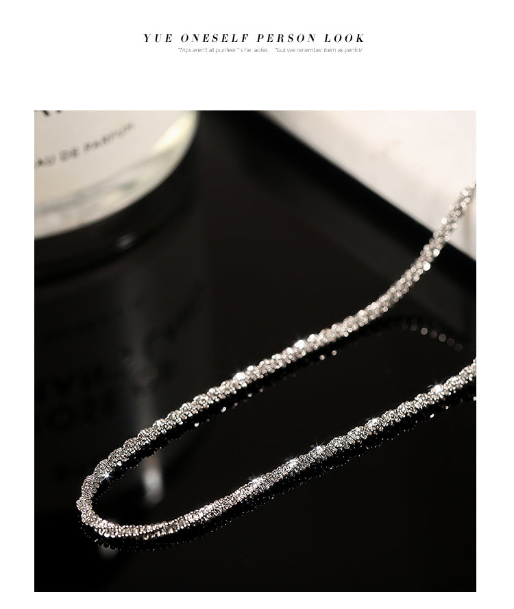 Titanium Steel Sparkling Thick Version Cauliflower Chain Necklace for Women, Light Luxury Heavy Craft, Adjustable Clavicle Chain, Plain Chain, Bare Chain