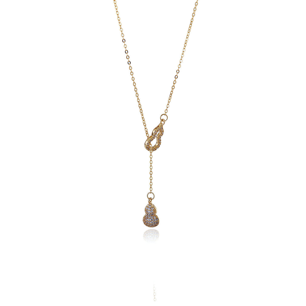 Hot-Selling Double Gourd Pendant Necklace from Live Streaming Room 2025 New Model High-End Light Luxury Niche New Chinese Style Accessories