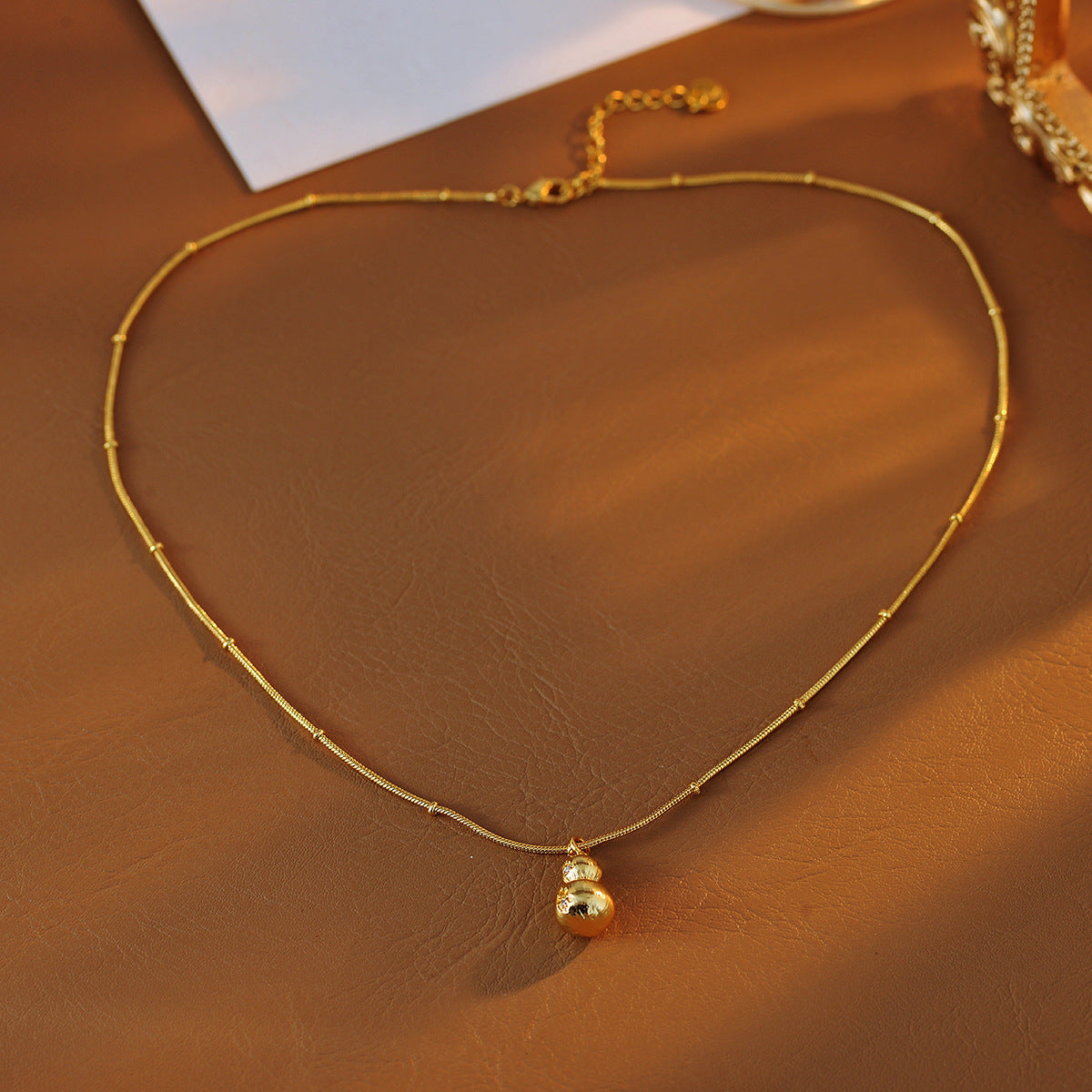 Gourd Necklace Xiaohongshu Gourd Gold Brushed Chinese Oriental Aesthetics Niche Design High-end Feel