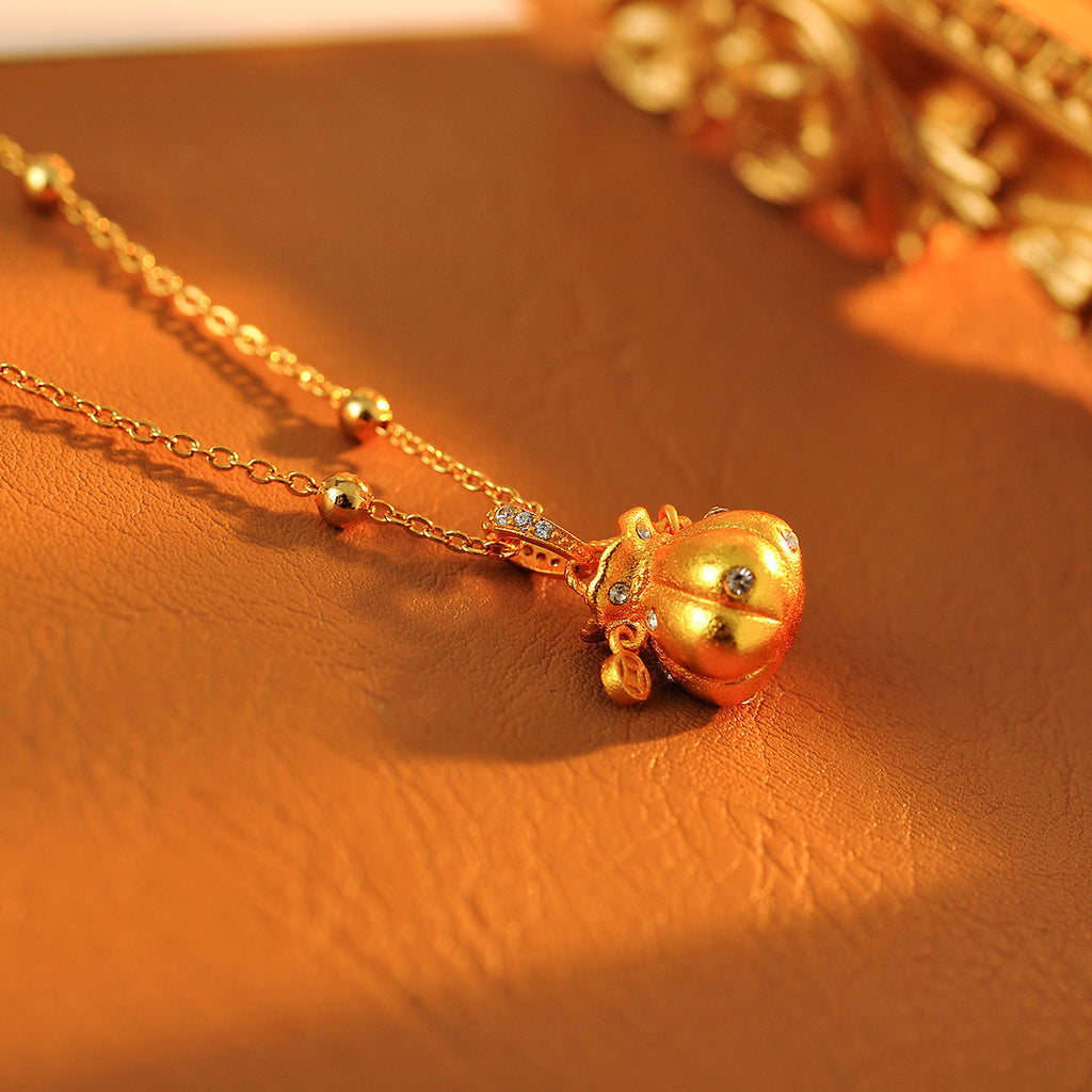 New Chinese Style National Trend Gold Money Bag Necklace Fashion Versatile High-end Pendant Exquisite Simple Accessory