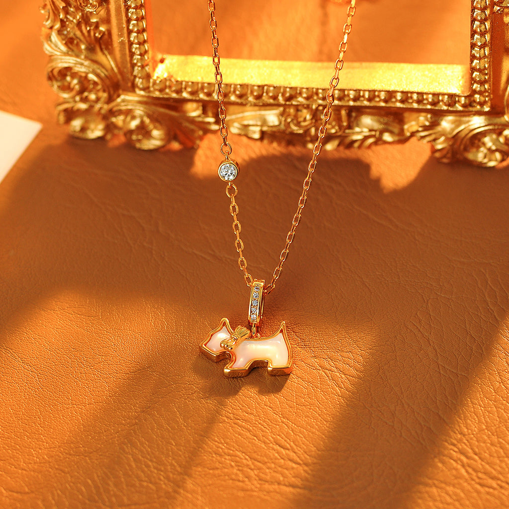 French Style Heart Puppy Necklace Hot-Selling Light Luxury Mother-of-Pearl Diamond Detachable Necklace Versatile Internet Celebrity Korean Version